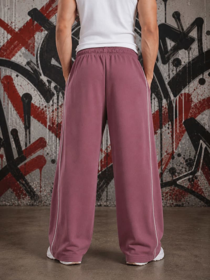 PockMAN Men Mauve Wide Leg Comfort Joggers - Image 4