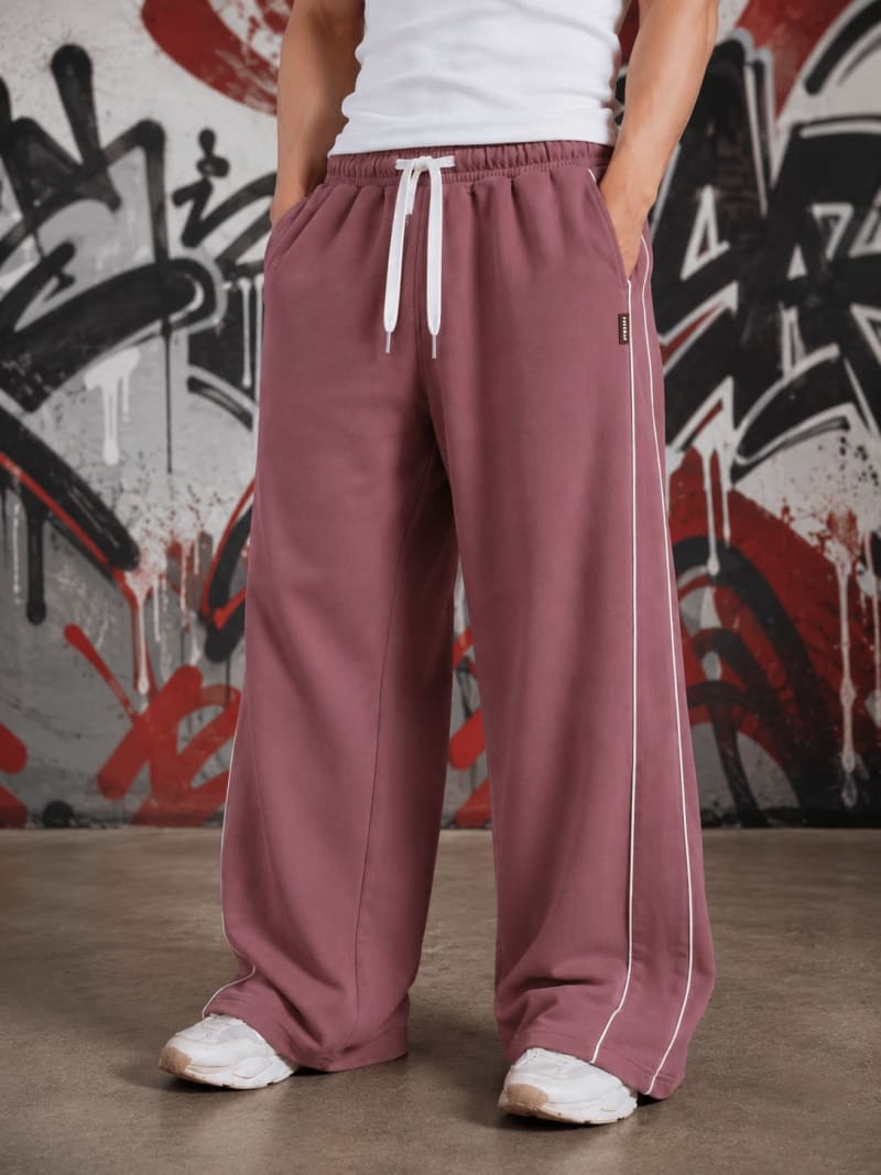 PockMAN Men Mauve Wide Leg Comfort Joggers - Image 6