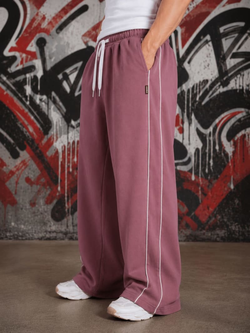 PockMAN Men Mauve Wide Leg Comfort Joggers - Image 5