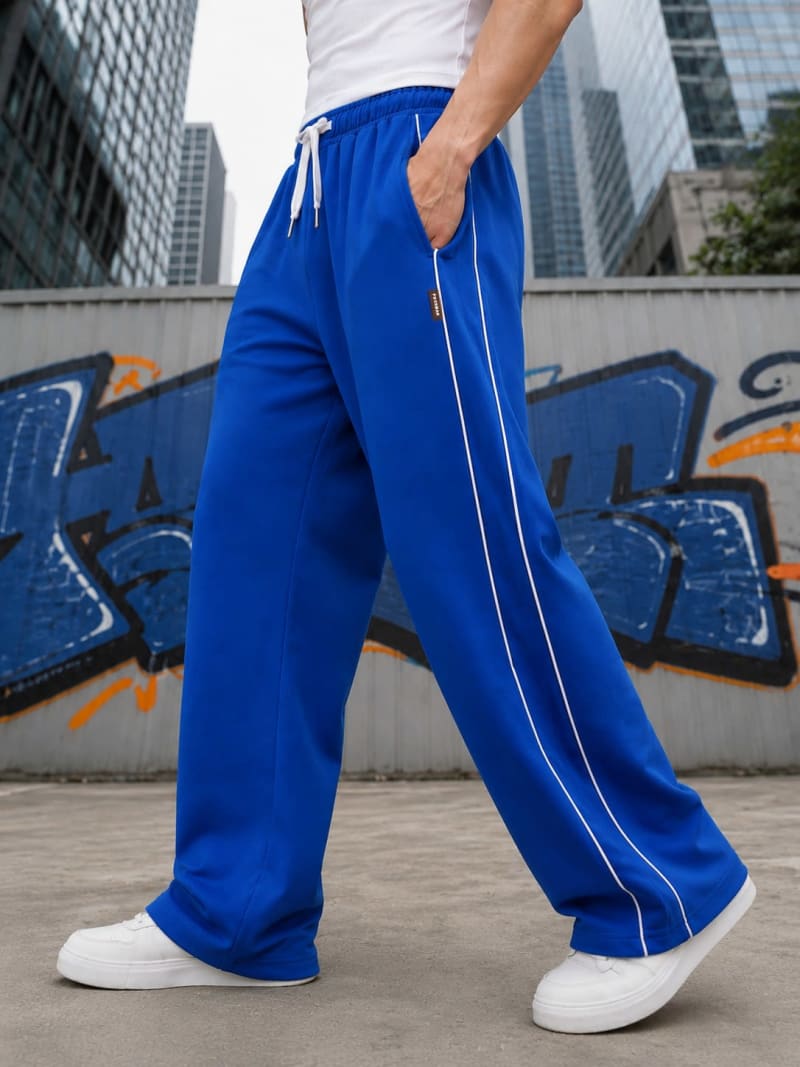 PockMAN Men Royal Blue Wide Leg Comfort Joggers - Image 5