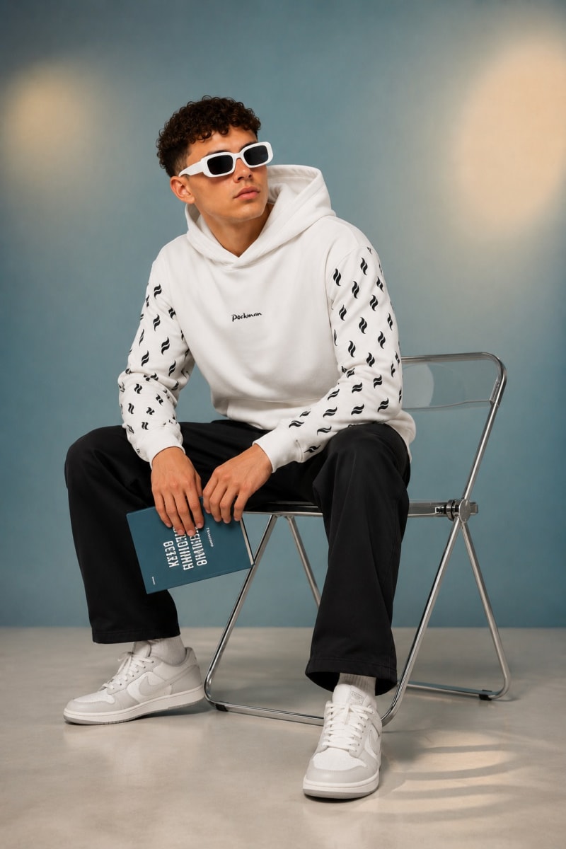 Pockman Men Premium Fleece & Signature Detail Hoodie - Image 5