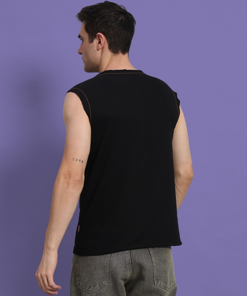 PockMAN Men Cotton Terry Contrast Thread Stitch Tank - Image 6