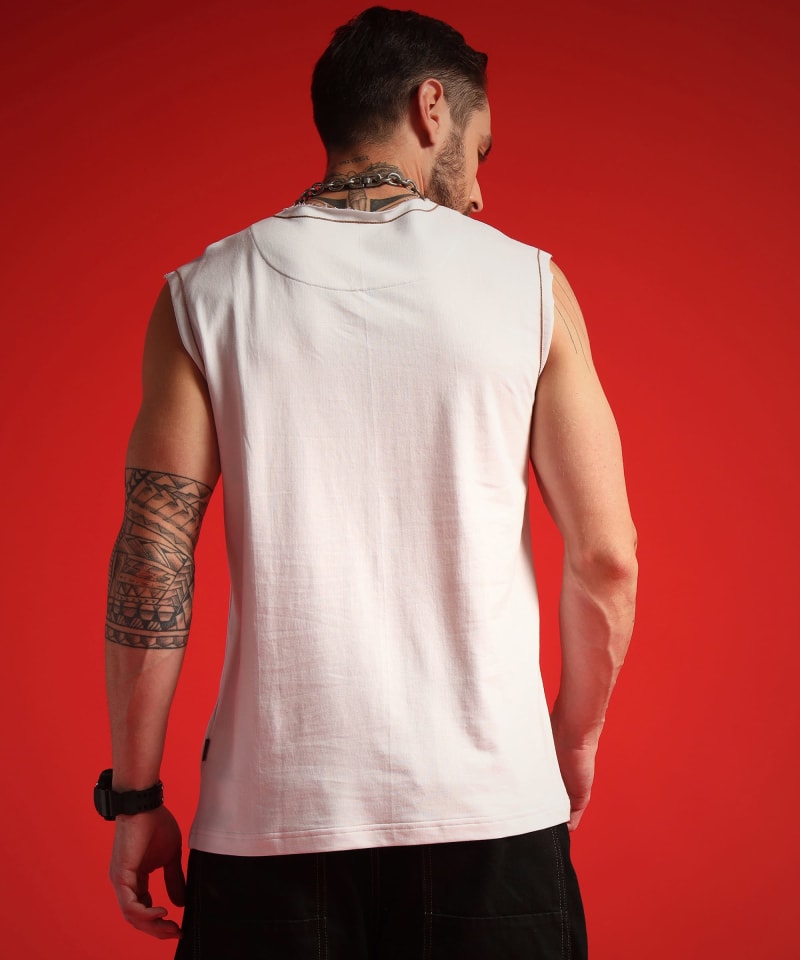 PockMAN Men Cotton Terry Contrast Thread Stitch Tank - Image 6