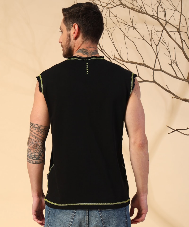 PockMAN Men Cotton Terry Contrast Thread Stitch Tank - Image 7