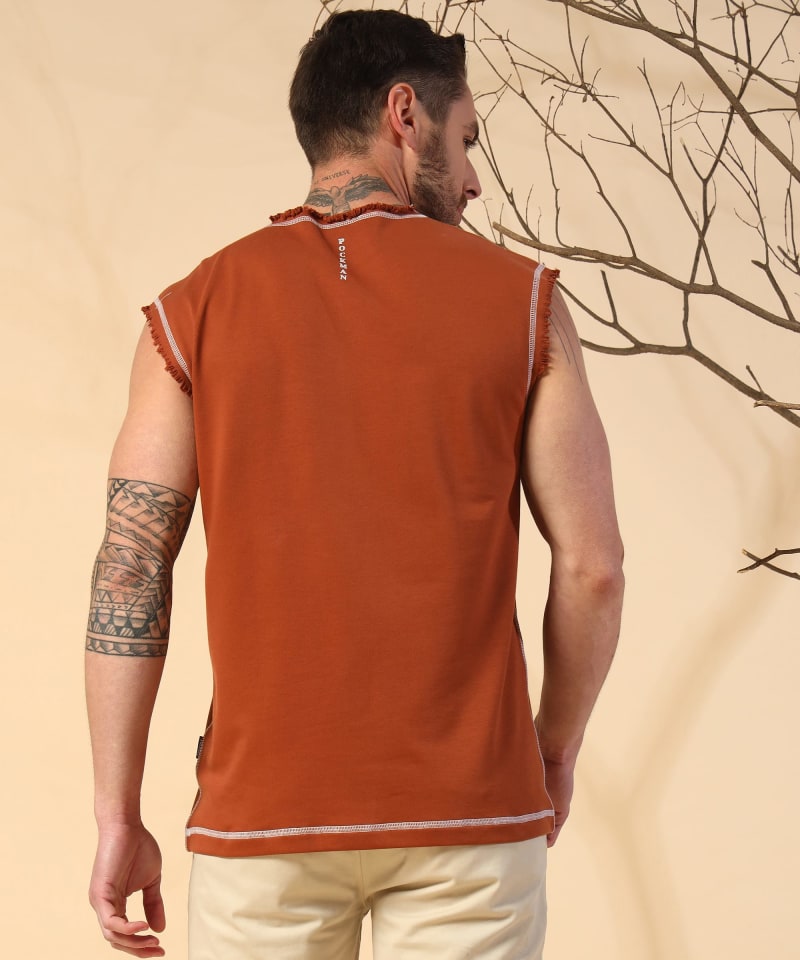 PockMAN Men Cotton Terry Contrast Thread Stitch Tank - Image 6