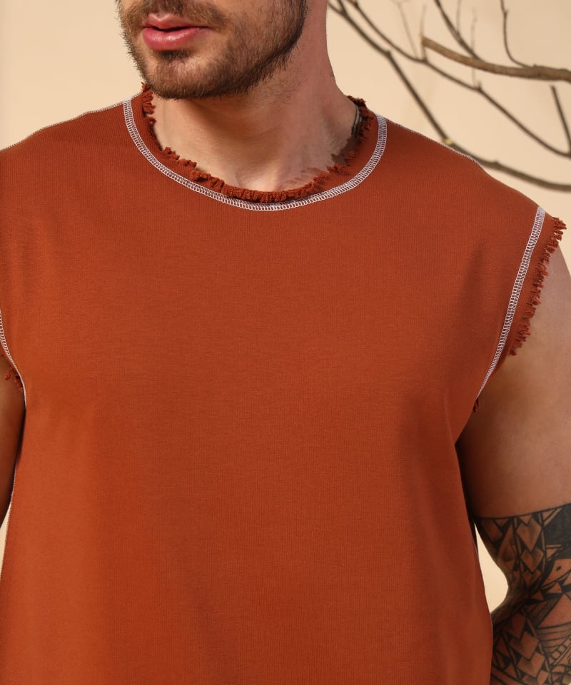 PockMAN Men Cotton Terry Contrast Thread Stitch Tank - Image 7