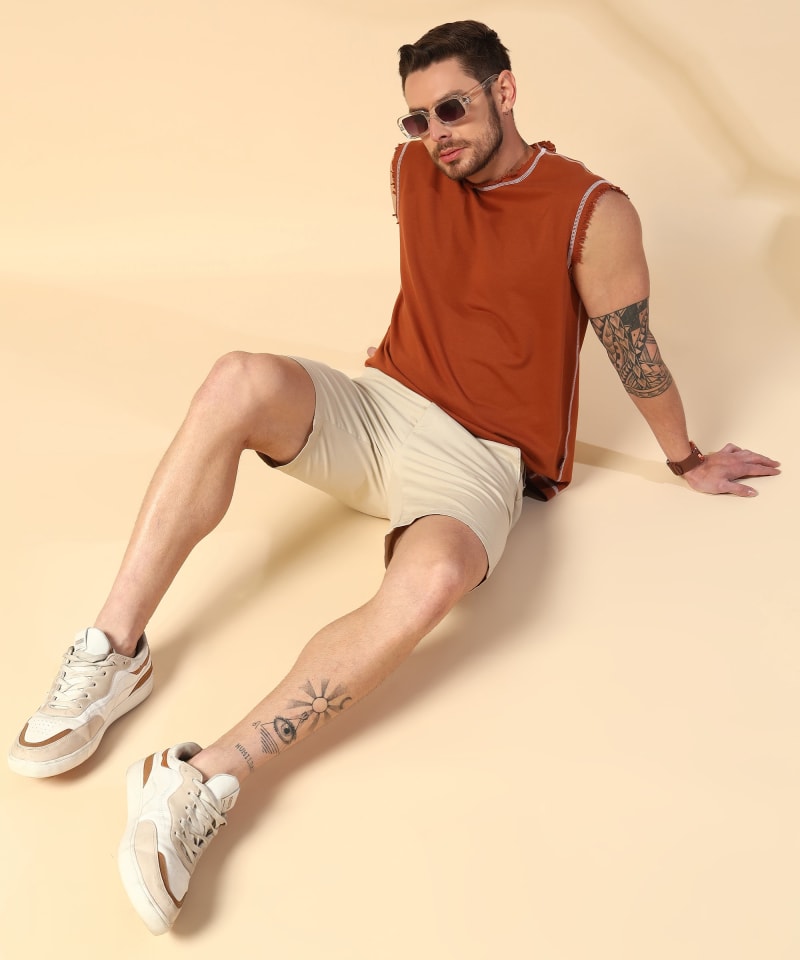 PockMAN Men Cotton Terry Contrast Thread Stitch Tank - Image 4