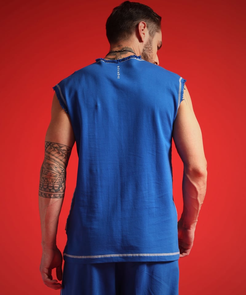 PockMAN Men Cotton Terry Contrast Thread Stitch Tank - Image 6