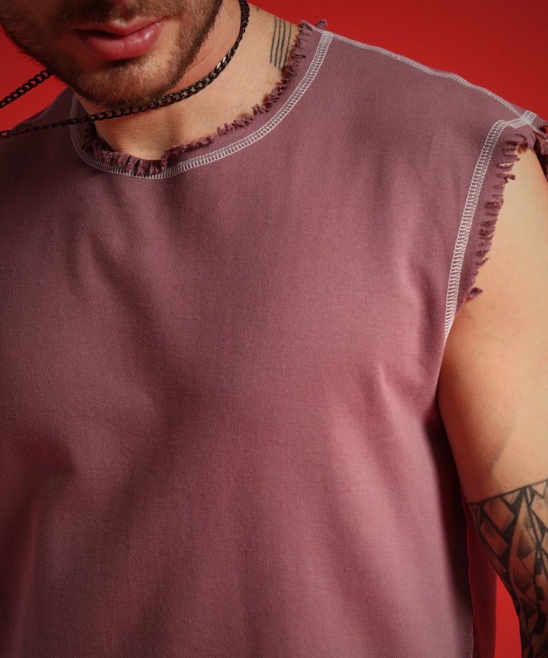 PockMAN Men Cotton Terry Contrast Thread Stitch Tank - Image 7