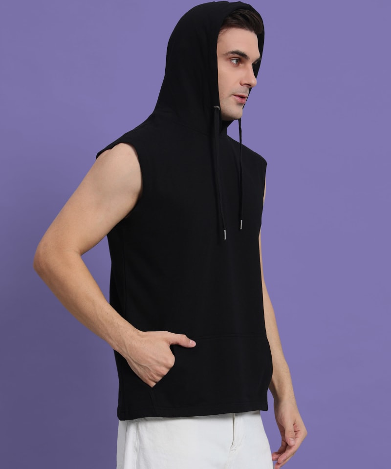 PockMAN Men Cotton Terry Stylish Hooded Vest - Image 3