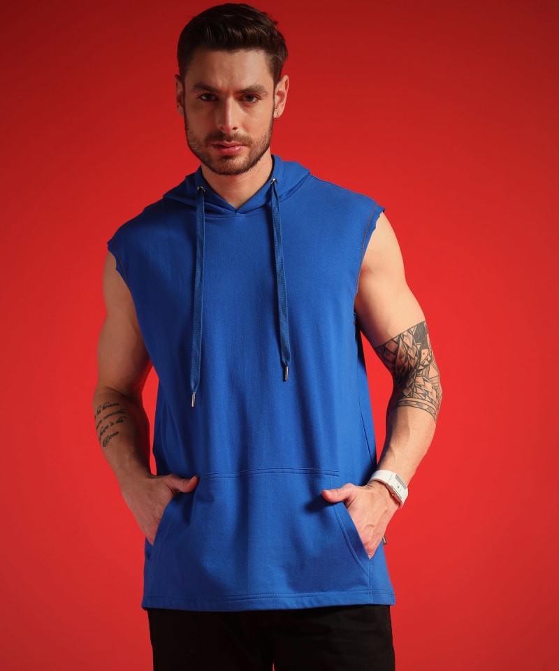 PockMAN Men Cotton Terry Stylish Hooded Vest - Image 3