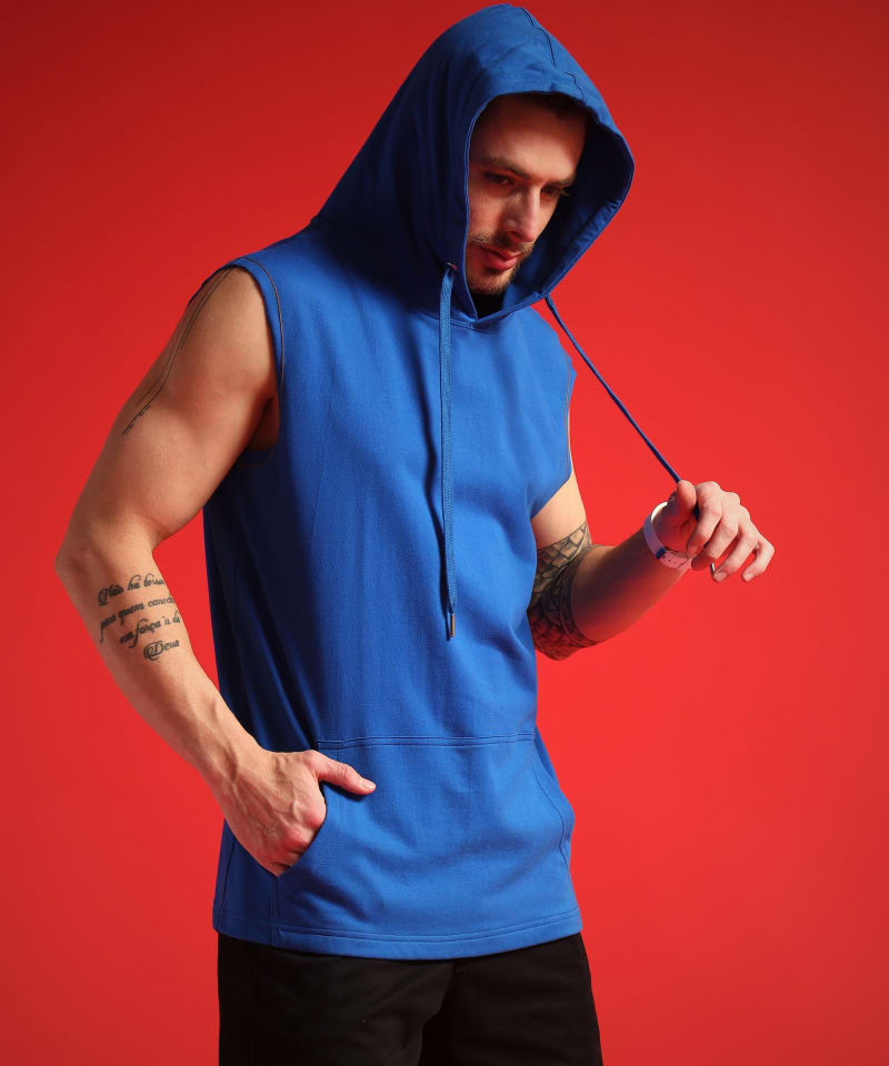 PockMAN Men Cotton Terry Stylish Hooded Vest - Image 5