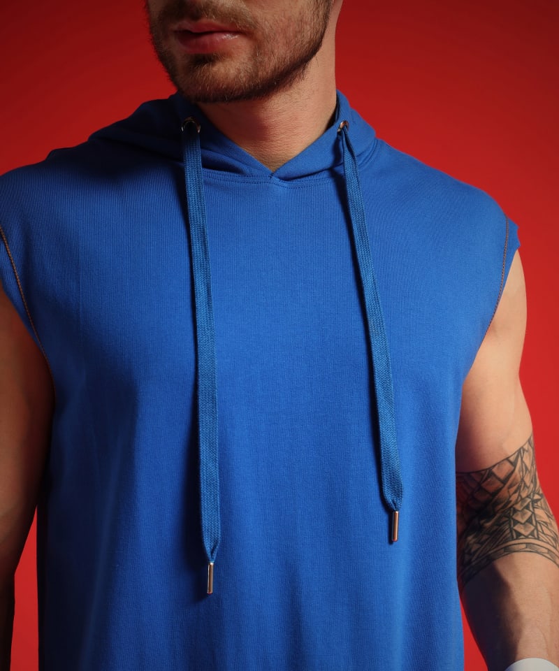 PockMAN Men Cotton Terry Stylish Hooded Vest - Image 7