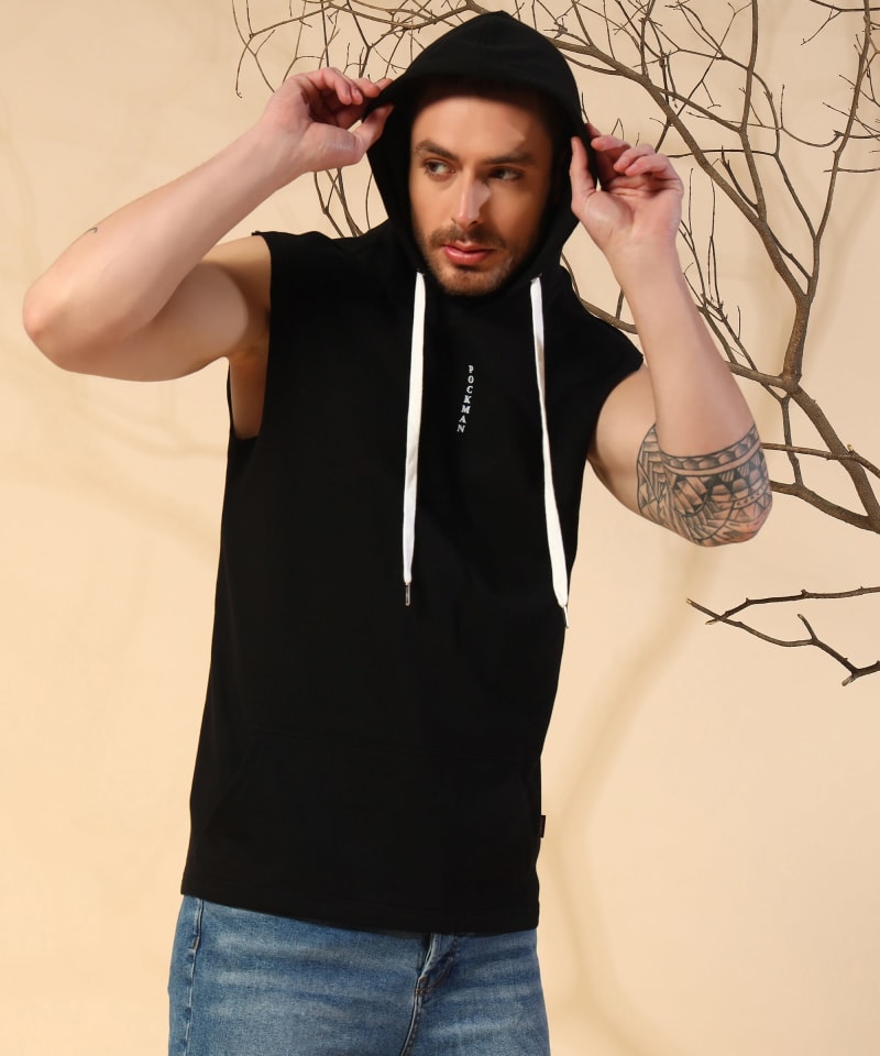 PockMAN Men Cotton Terry Stylish Hooded Vest - Image 4