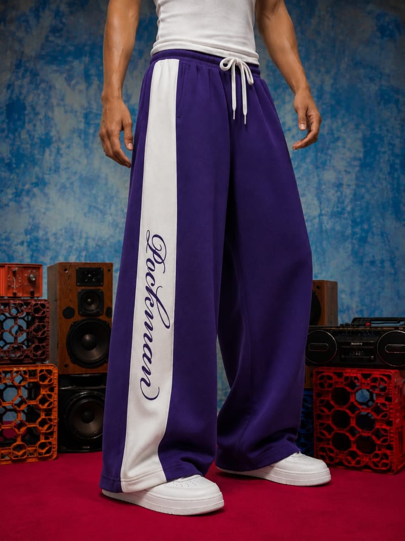 Pockman Men Premium Cotton Fleece Winter Wide Leg Track Pants - Image 4