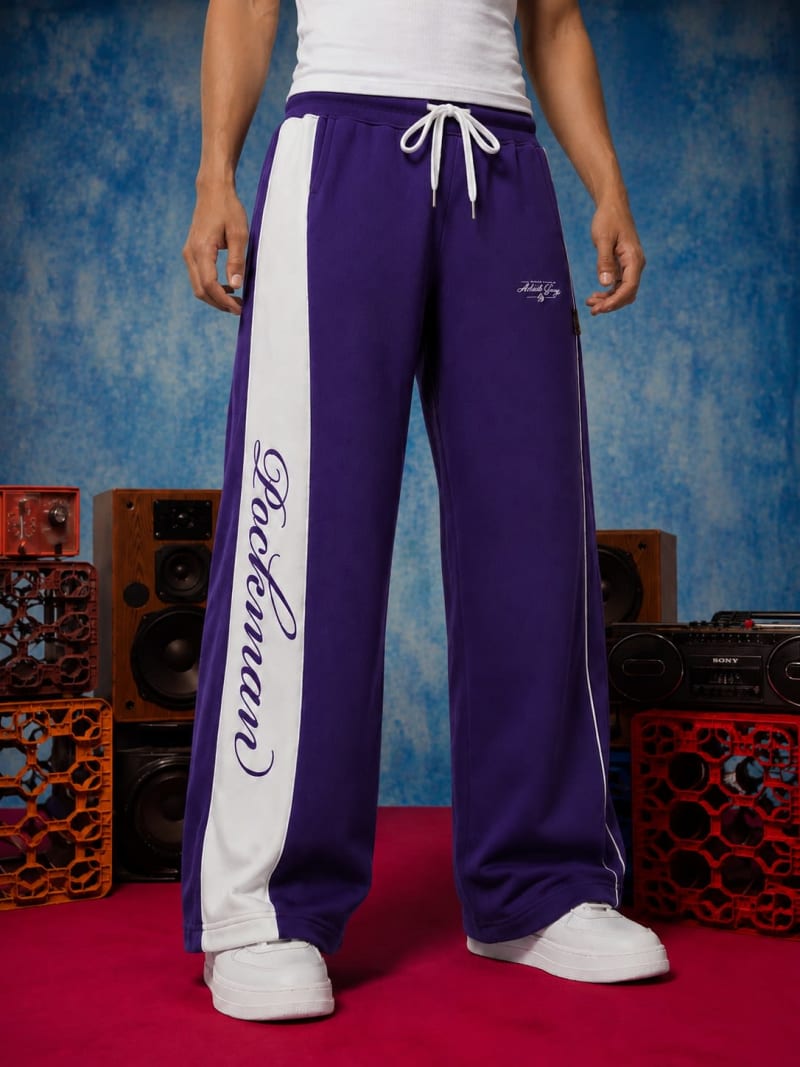 Pockman Men Premium Cotton Fleece Winter Wide Leg Track Pants - Image 5