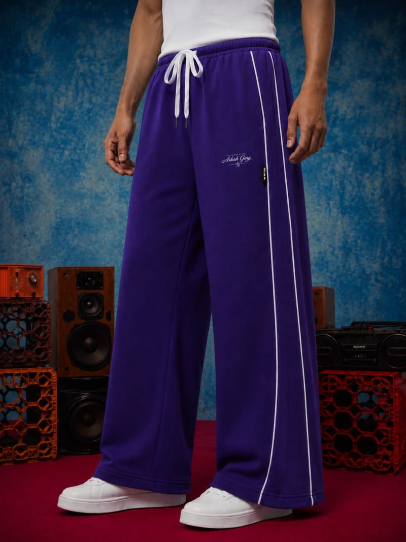 Pockman Men Premium Cotton Fleece Winter Wide Leg Track Pants - Image 3