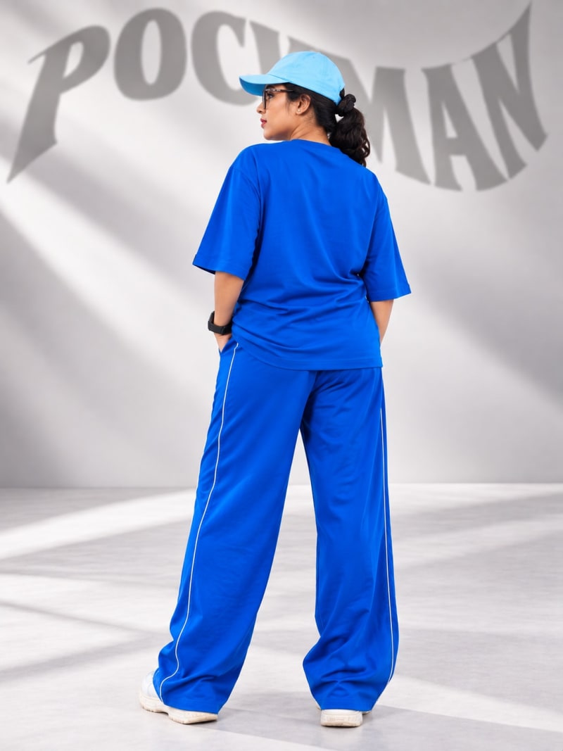 Pockman Women Oversized Tshirt & Jogger Cotton Terry Co-Ord Set - Image 4
