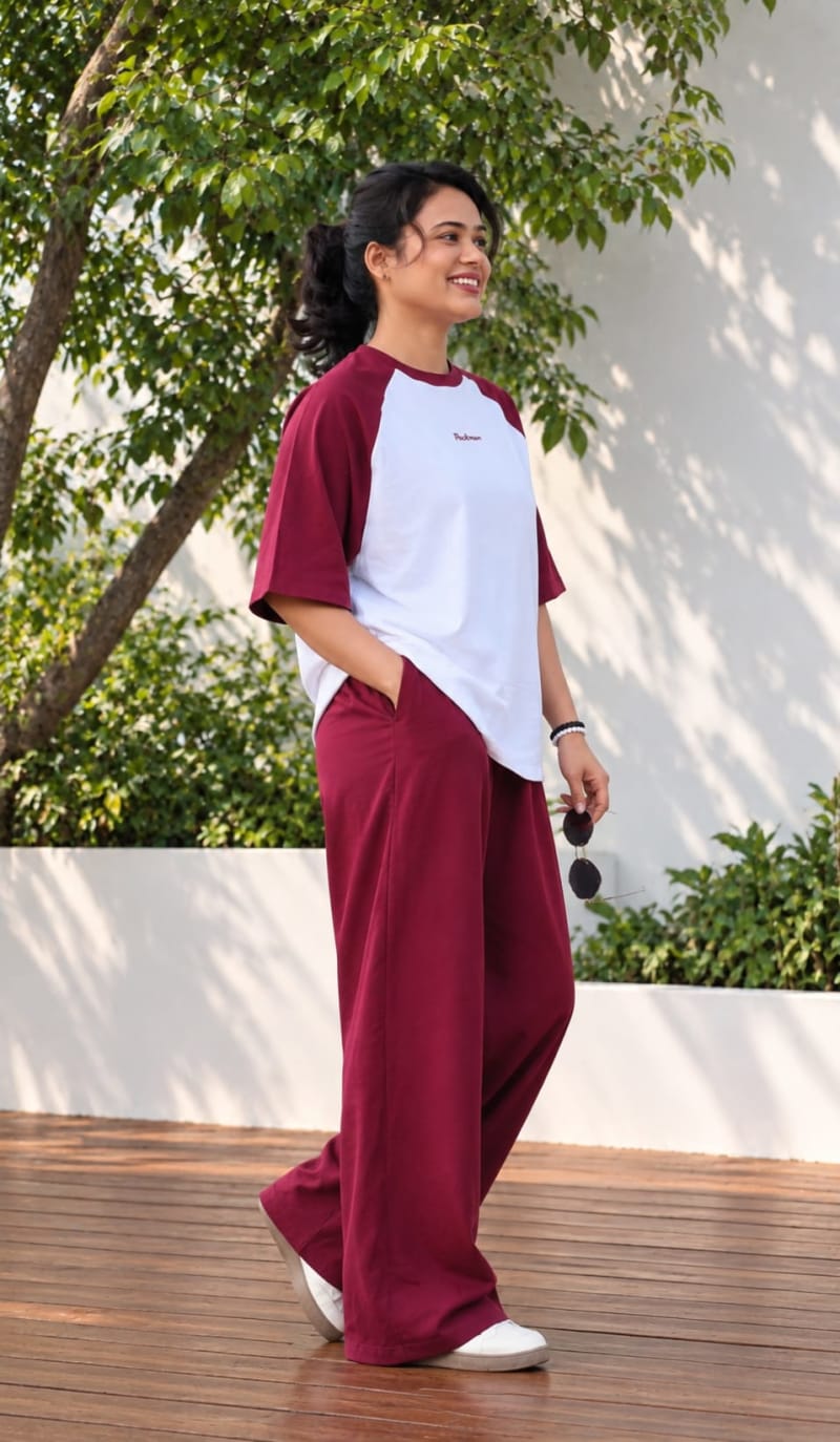 Pockman Women Oversized Tshirt & Jogger Cotton Terry Co-Ord Set - Image 4