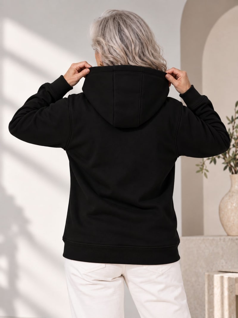 Pockman Premium 350 GSM Pure Cotton Fleece Black Hoodie - Image 5