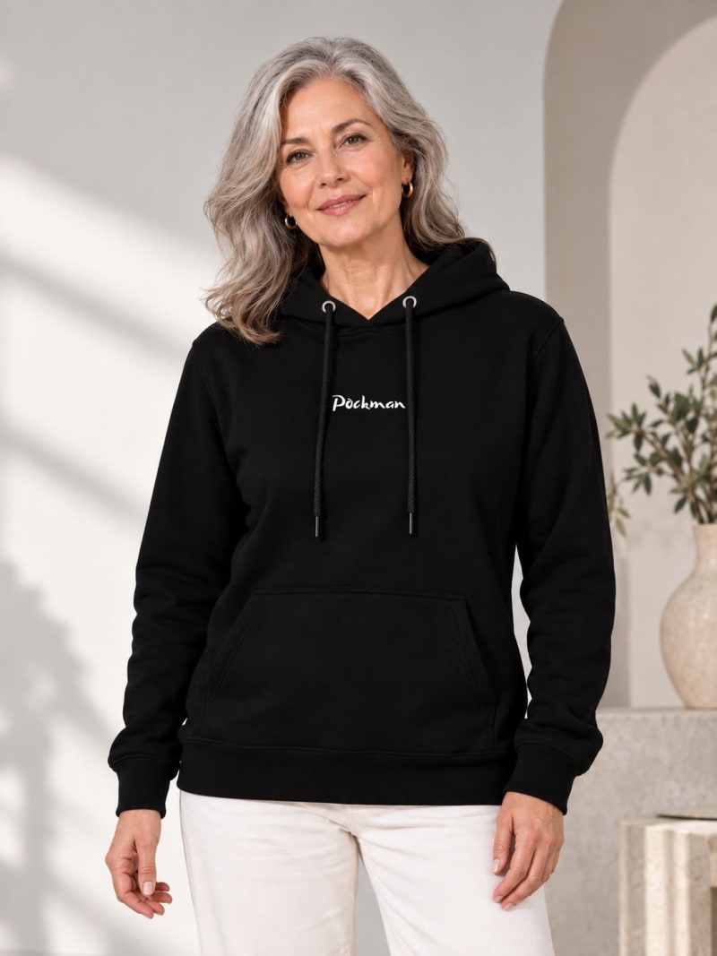 Pockman Premium 350 GSM Pure Cotton Fleece Black Hoodie - Image 3