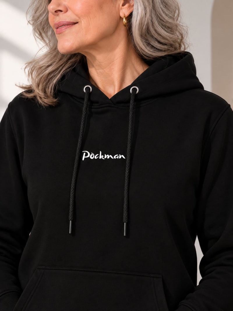 Pockman Premium 350 GSM Pure Cotton Fleece Black Hoodie - Image 4