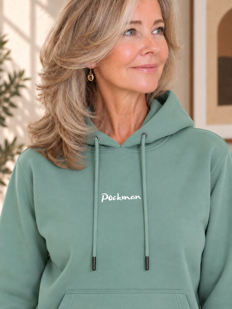 Pockman Premium 350 GSM Pure Cotton Fleece Sage Green Hoodie - Image 4
