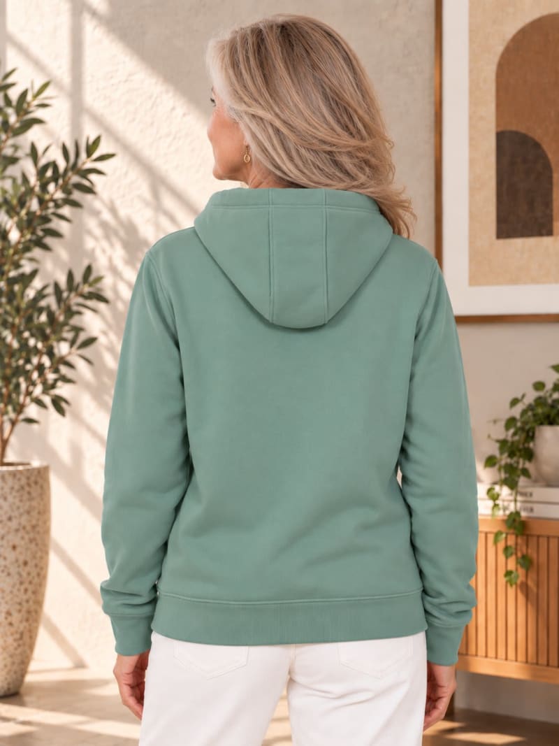 Pockman Premium 350 GSM Pure Cotton Fleece Sage Green Hoodie - Image 5