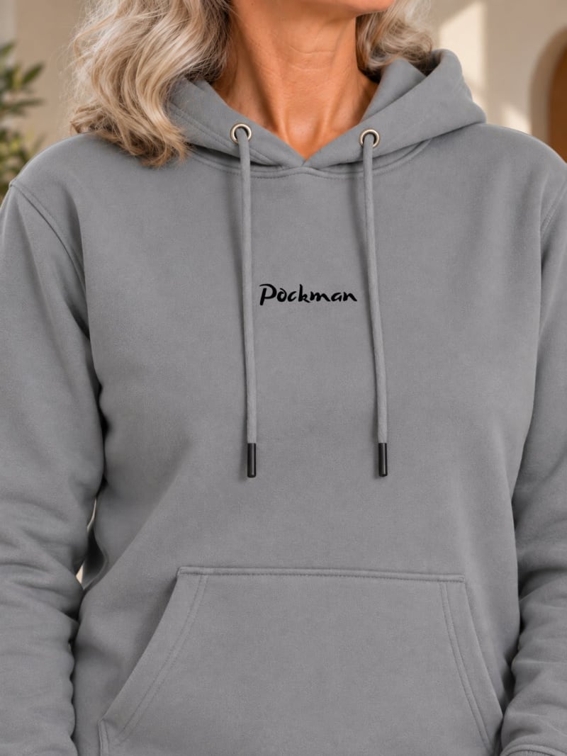 Pockman Premium 350 GSM Pure Cotton Fleece Dark Grey Hoodie - Image 4