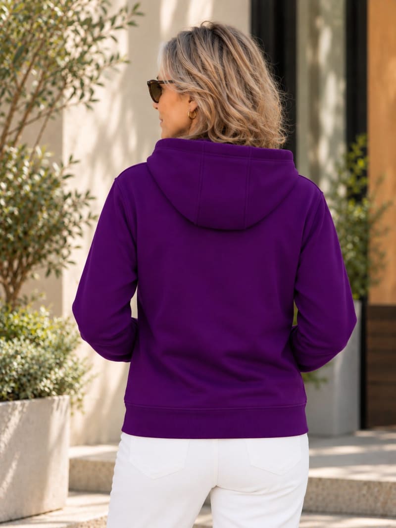 Pockman Premium 350 GSM Pure Cotton Fleece Voilet Hoodie - Image 5