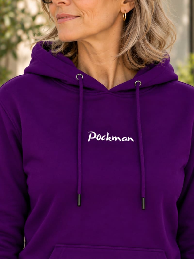 Pockman Premium 350 GSM Pure Cotton Fleece Voilet Hoodie - Image 4