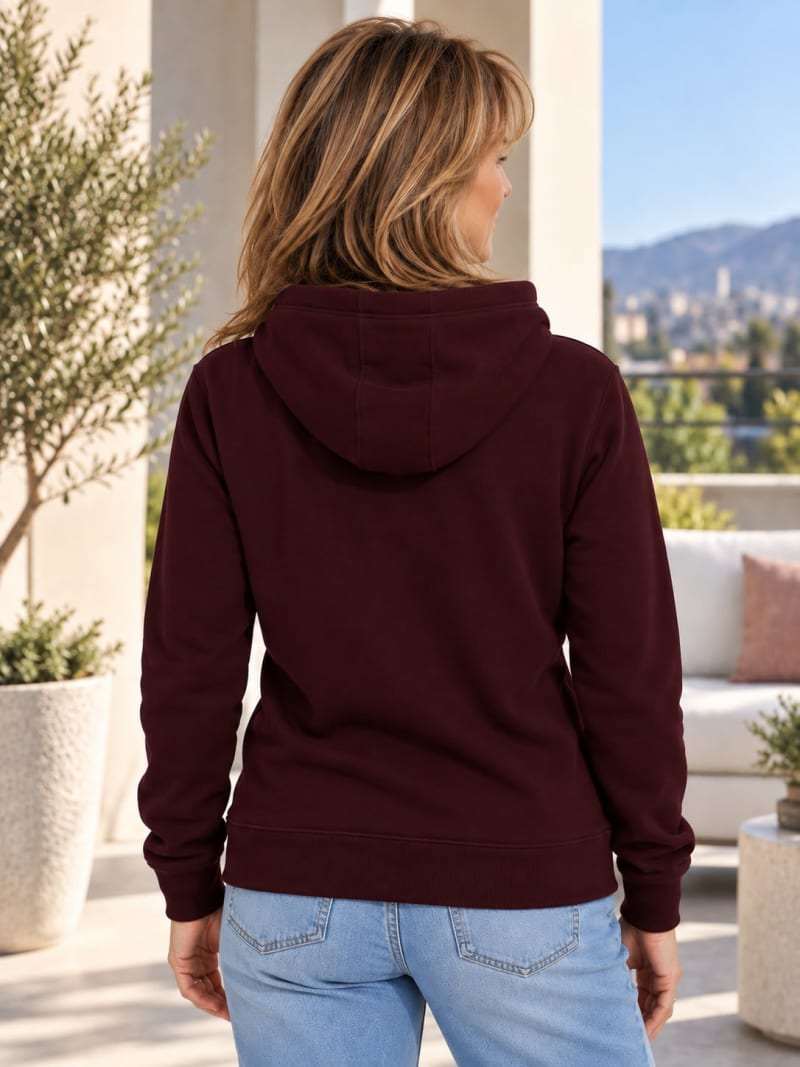 Pockman Premium 350 GSM Pure Cotton Fleece Chocolate Brown Hoodie - Image 5