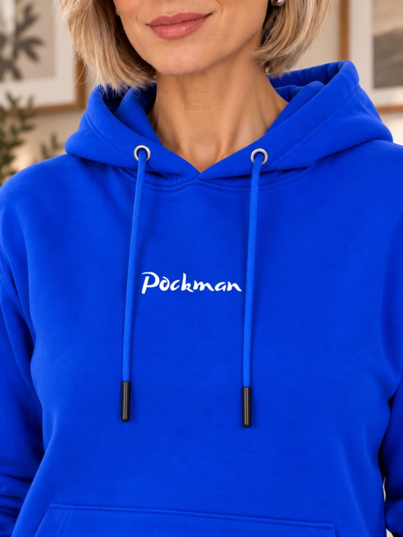 Pockman Premium 350 GSM Pure Cotton Fleece Royal Blue Hoodie - Image 5