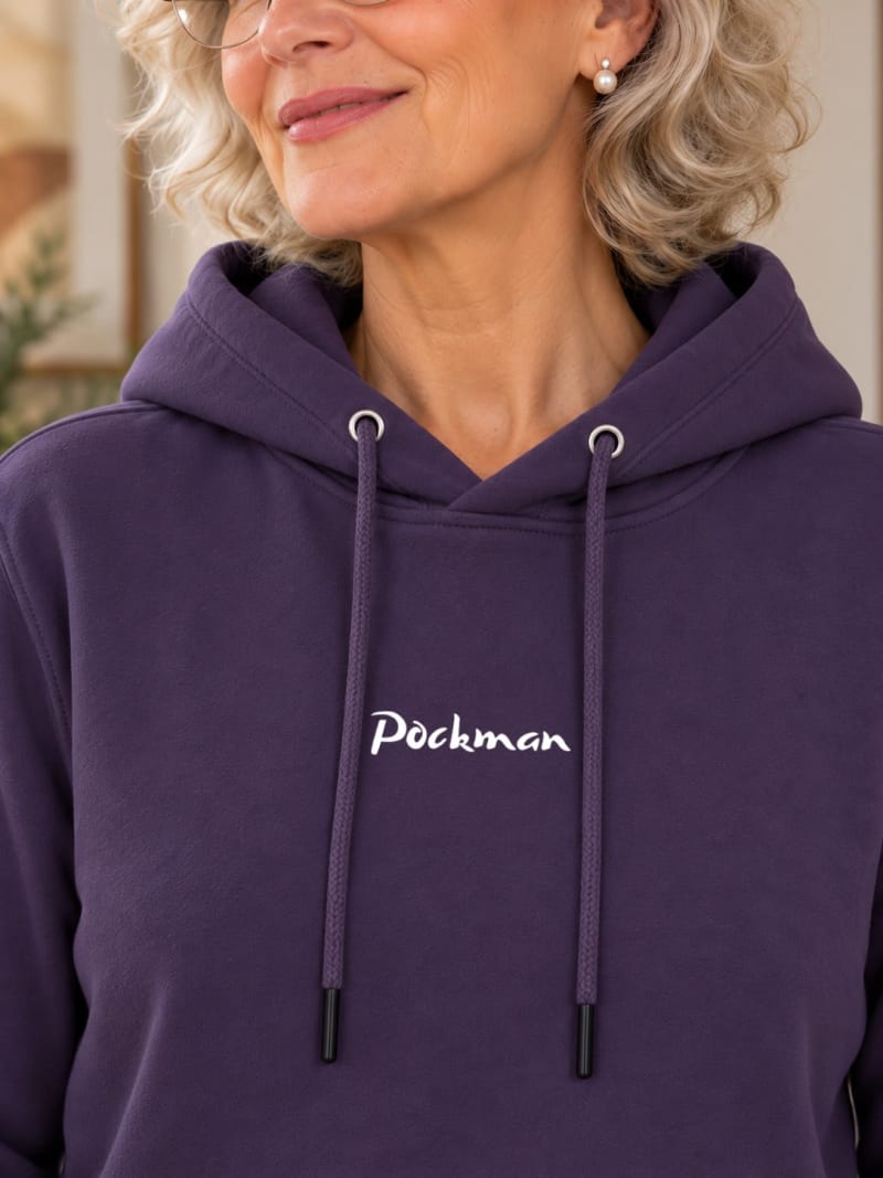 Pockman Premium 350 GSM Pure Cotton Fleece Mauve Hoodie - Image 4
