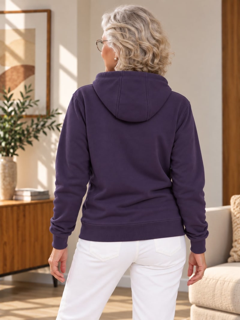 Pockman Premium 350 GSM Pure Cotton Fleece Mauve Hoodie - Image 5