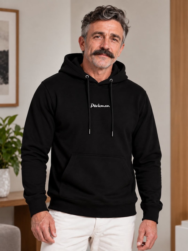 Pockman Premium 350 GSM Pure Cotton Fleece Black Hoodie - Image 3