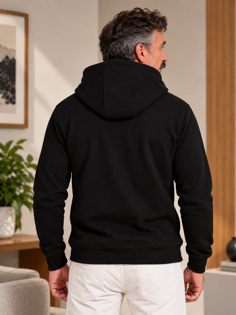 Pockman Premium 350 GSM Pure Cotton Fleece Black Hoodie - Image 5