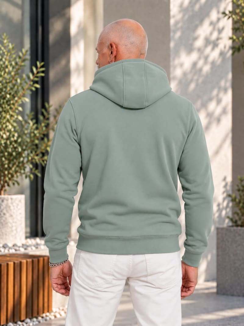 Pockman Premium 350 GSM Pure Cotton Fleece Sage Green Hoodie - Image 5