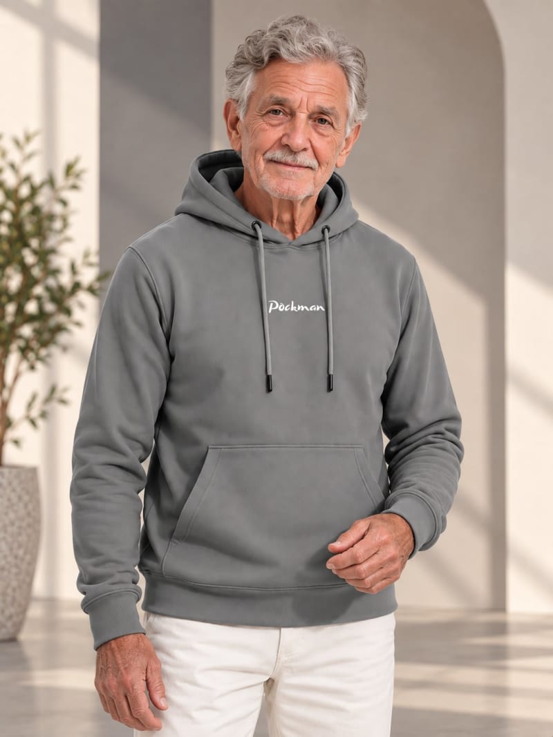 Pockman Premium 350 GSM Pure Cotton Fleece Dark Grey Hoodie - Image 3