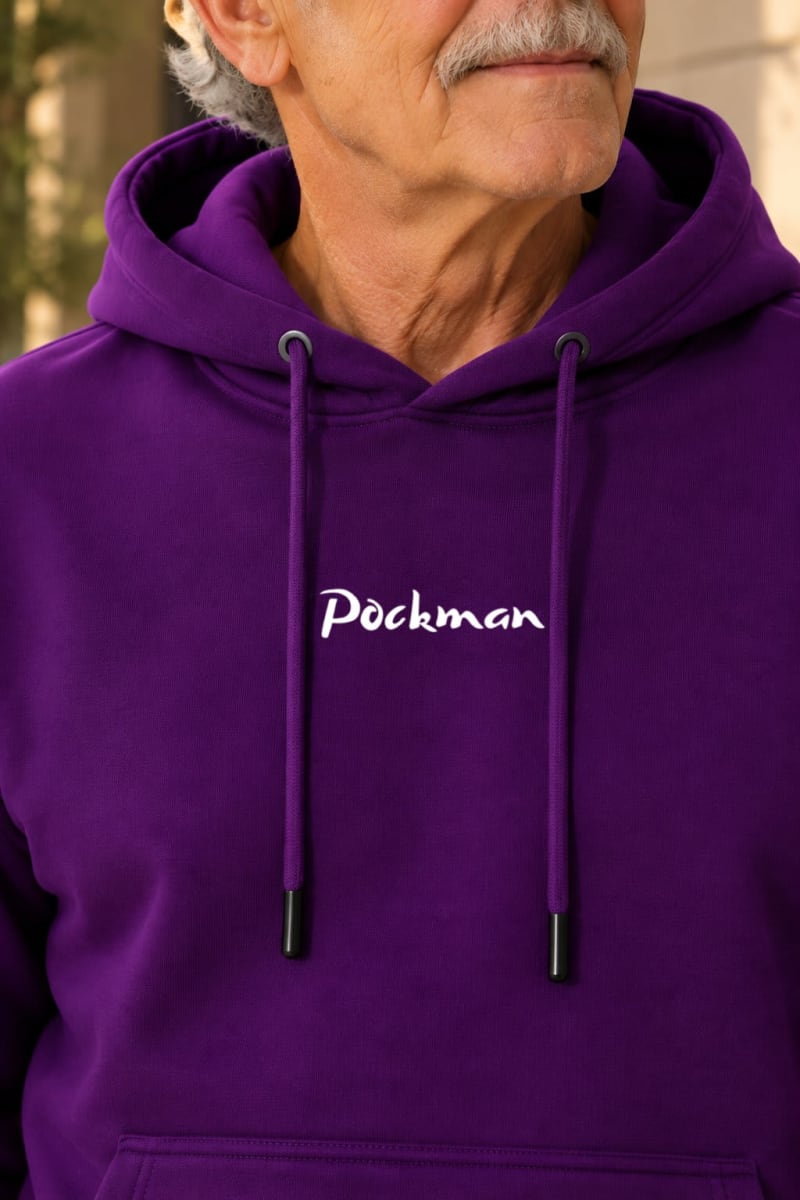 Pockman Premium 350 GSM Pure Cotton Fleece Voilet Hoodie - Image 3