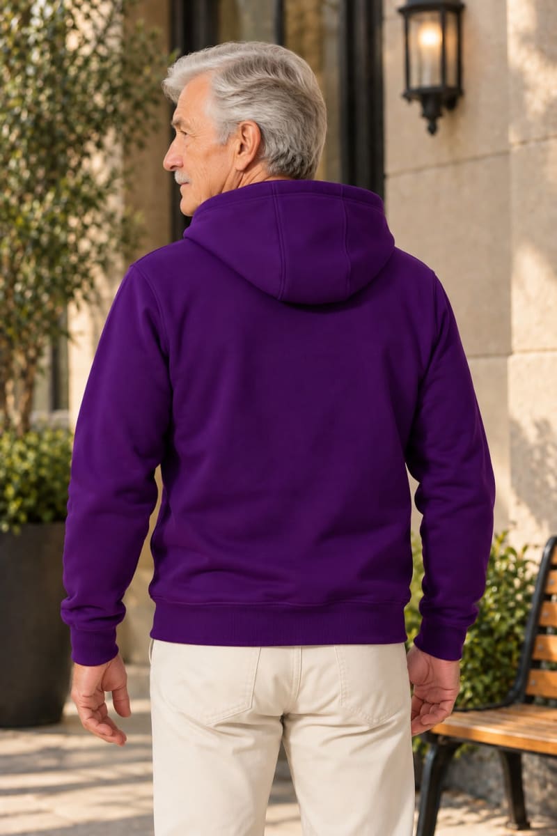 Pockman Premium 350 GSM Pure Cotton Fleece Voilet Hoodie - Image 4