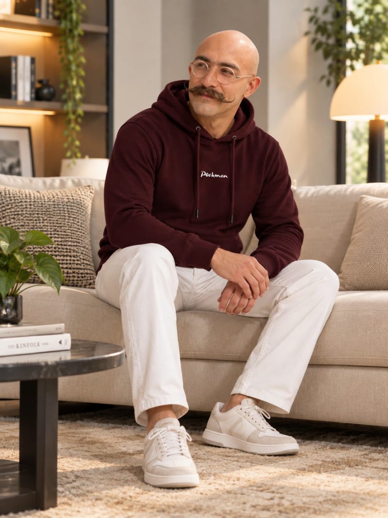 Pockman Premium 350 GSM Pure Cotton Fleece Chocolate Brown Hoodie - Image 3