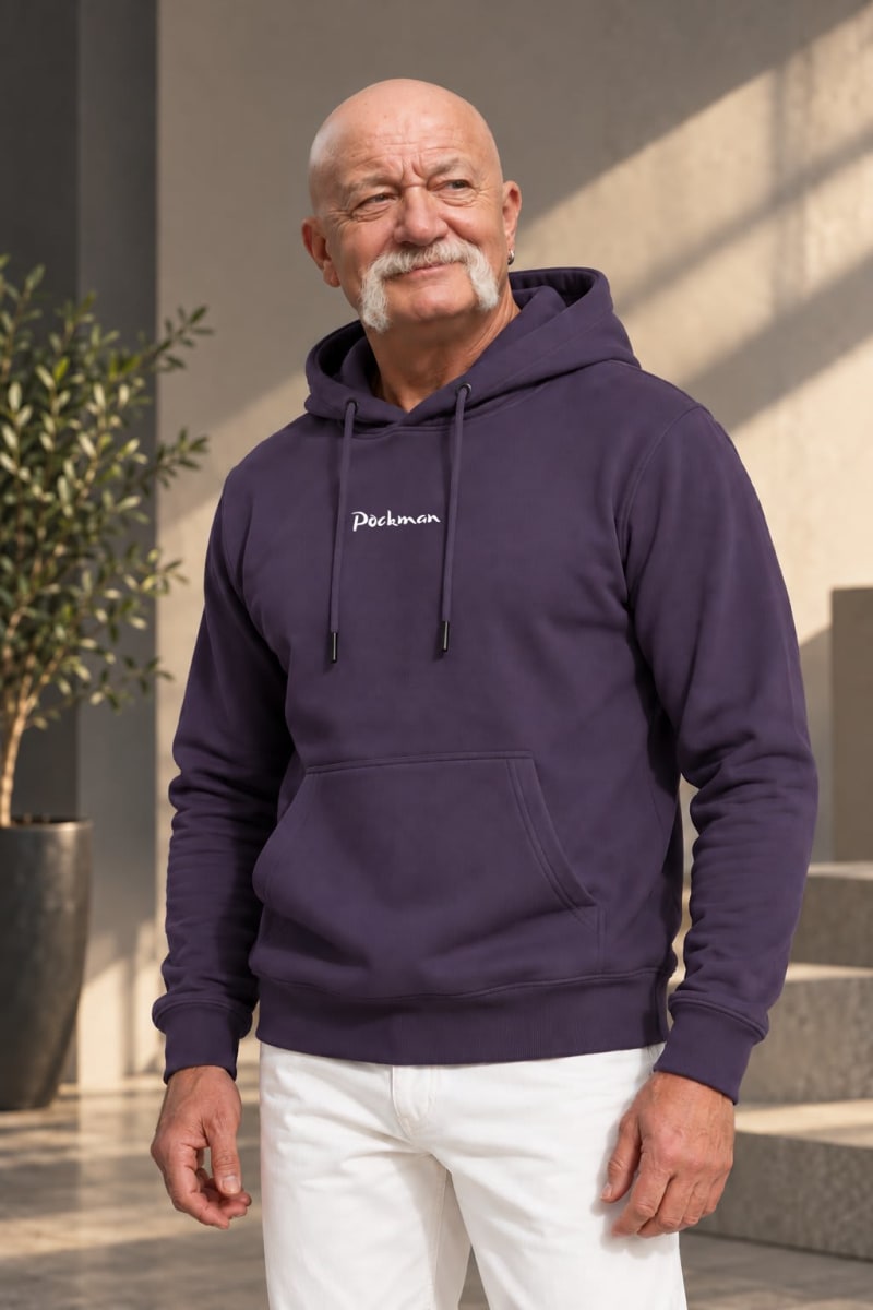 Pockman Premium 350 GSM Pure Cotton Fleece Mauve Hoodie - Image 3
