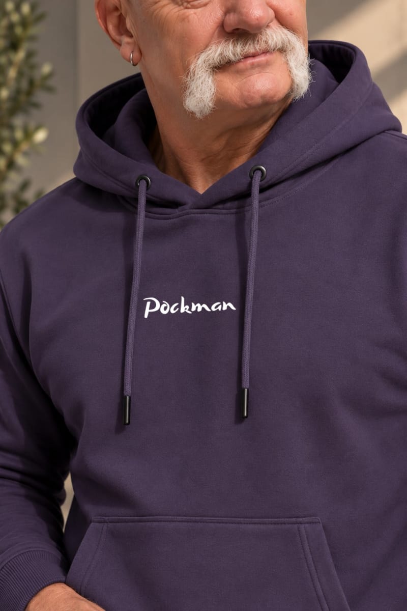 Pockman Premium 350 GSM Pure Cotton Fleece Mauve Hoodie - Image 4