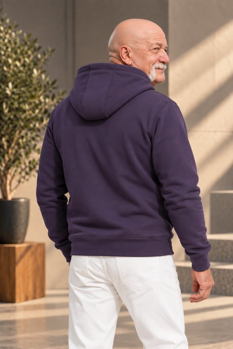 Pockman Premium 350 GSM Pure Cotton Fleece Mauve Hoodie - Image 5