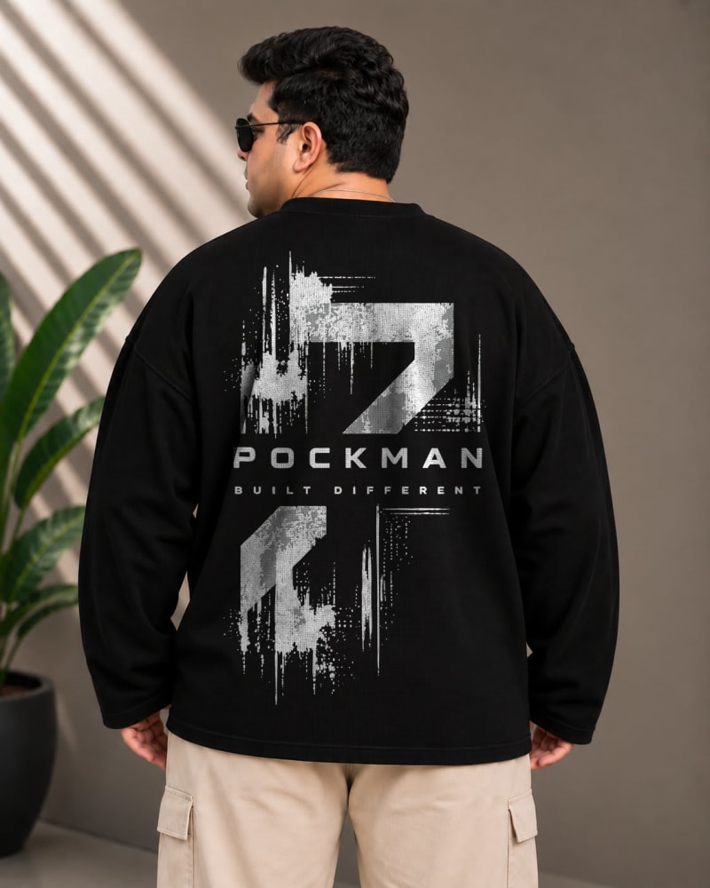 Built Different – Premium 240 GSM Cotton Waffle Full Sleeve Graphic T-Shirt - Image 5