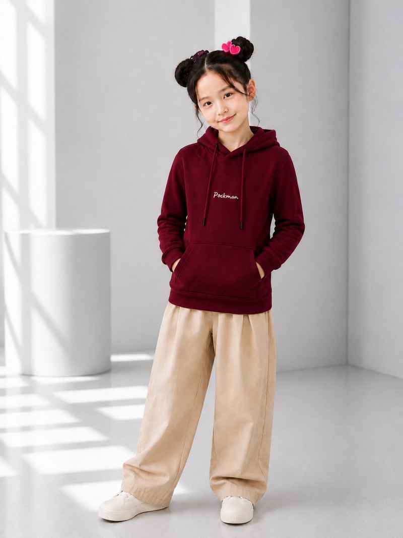 Pockman Girls Premium 350 GSM Cotton Fleece Winter Hoodie - Image 3