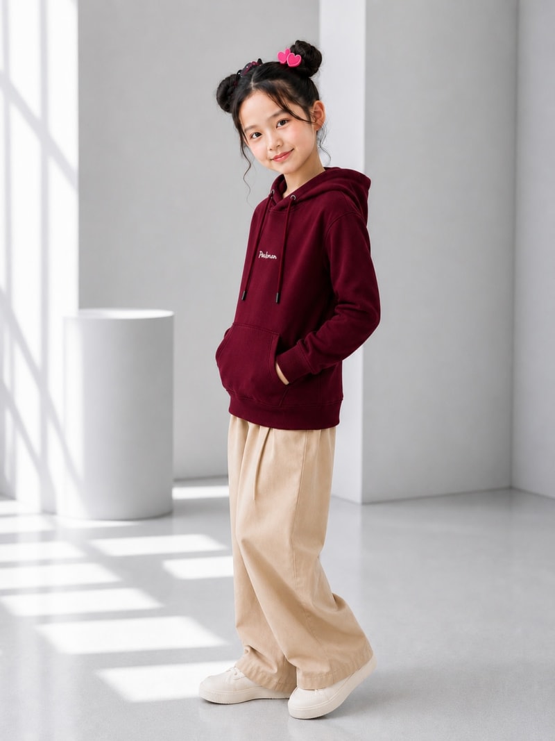 Pockman Girls Premium 350 GSM Cotton Fleece Winter Hoodie - Image 4