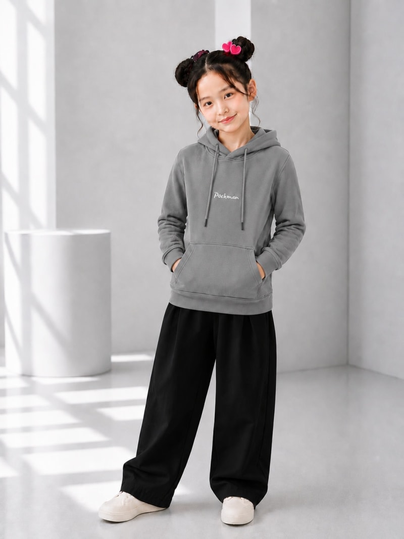 Pockman Girls Premium 350 GSM Cotton Fleece Winter Hoodie - Image 3