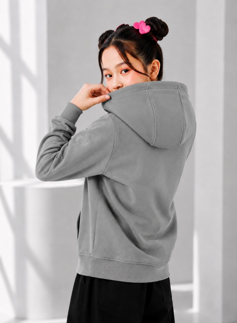 Pockman Girls Premium 350 GSM Cotton Fleece Winter Hoodie - Image 5